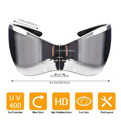 Y2K Cyberpunk Mirror Lens Shield Sunglasses UV400