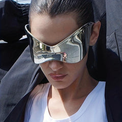 Y2K Cyberpunk Mirror Lens Shield Sunglasses UV400