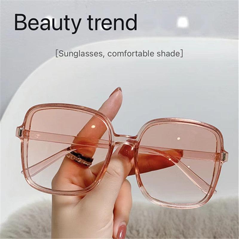 Oversized Square Frame Sunglasses Rivet Decor Ombre Lens UV400