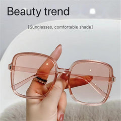Oversized Square Frame Sunglasses Rivet Decor Ombre Lens UV400