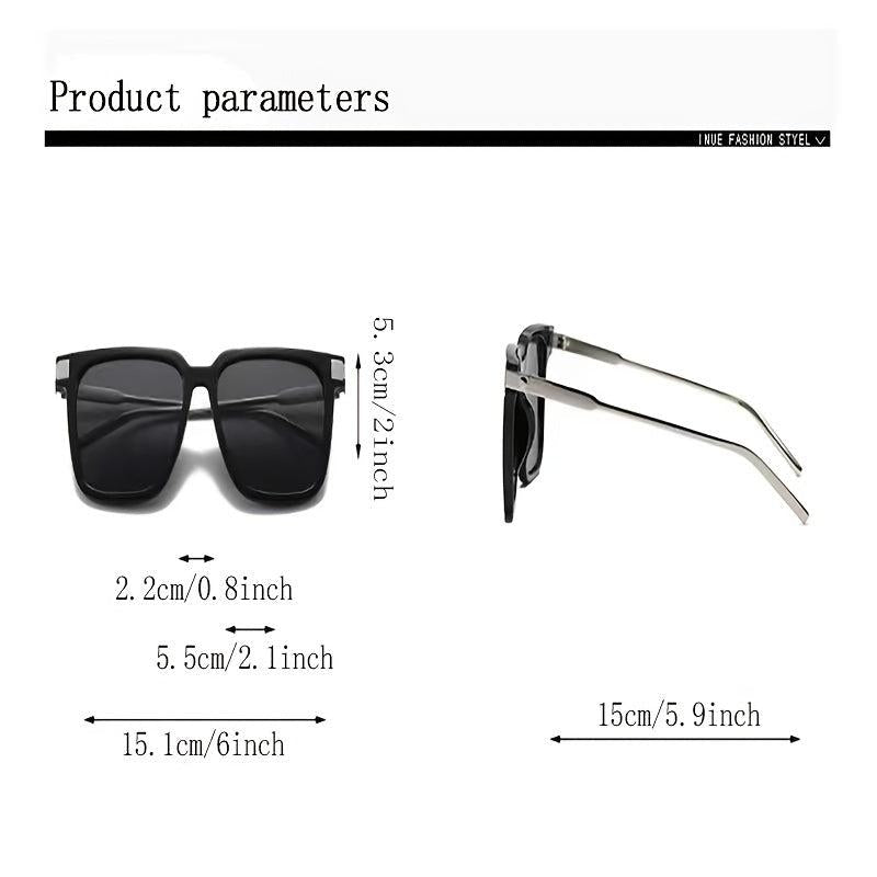 Oversized Square Frame Sunglasses Rivet Decor Ombre Lens UV400