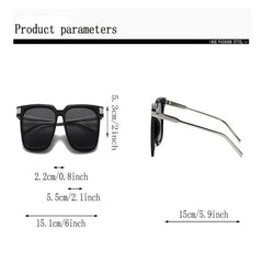 Oversized Square Frame Sunglasses Rivet Decor Ombre Lens UV400