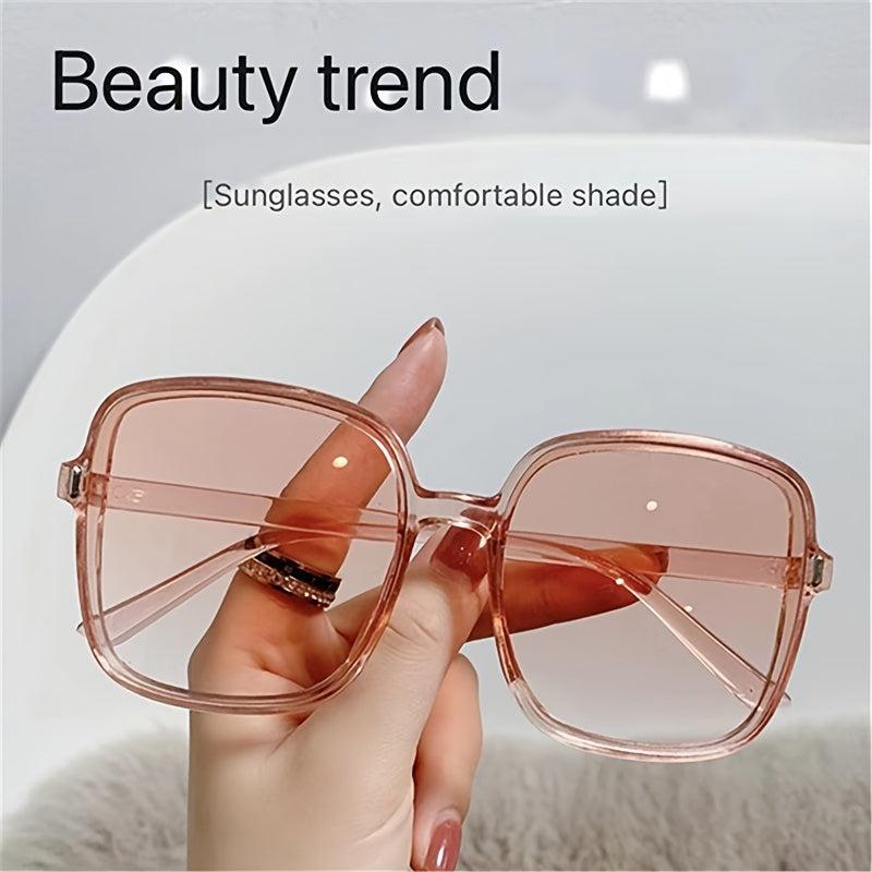 Oversized Square Frame Sunglasses Rivet Decor Ombre Lens UV400