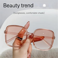 Oversized Square Frame Sunglasses Rivet Decor Ombre Lens UV400