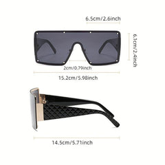 Ombre Lens Flat Top Sunglasses Rivet Decor Shield Eyewear UV400