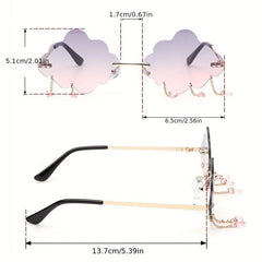 Cloud Rimless Sunglasses Ombre Lens Tassel & Rivet Decor UV400