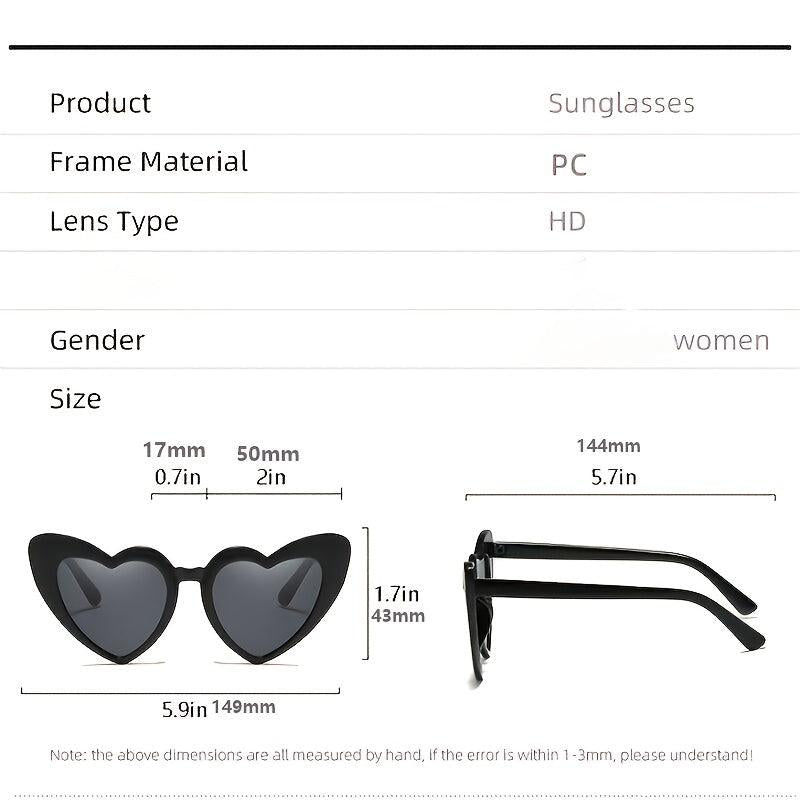 Heart Shaped Sunglasses Vintage Cat Eye Mod Style Glasses