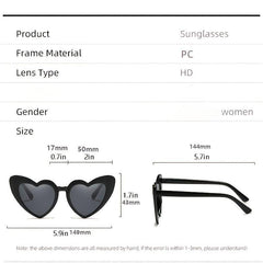 Heart Shaped Sunglasses Vintage Cat Eye Mod Style Glasses