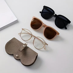 Lychee Embossed Glasses Cover PU Leather Sunglasses Reading Glasses Bag Case