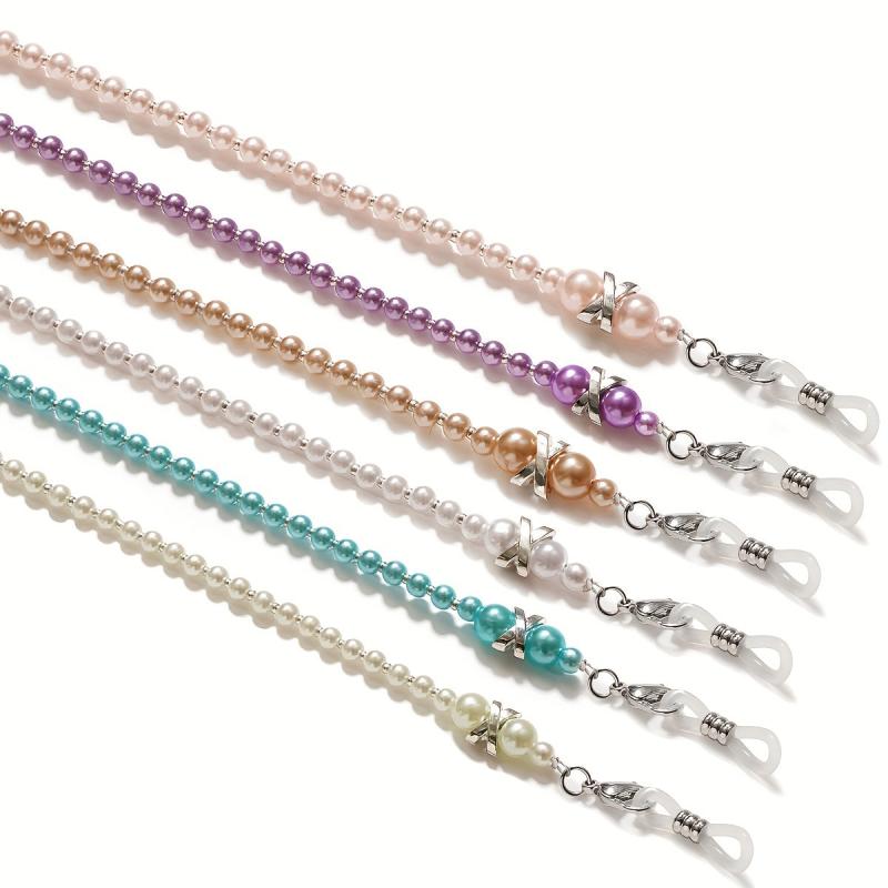 Faux Pearl Beaded Glasses Chain Anti Slip Eyeglasses Lanyard Strap