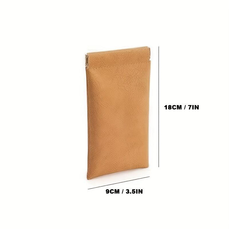 Solid Glasses Bag Automatic Closure PU Leather Sunglasses Pouch