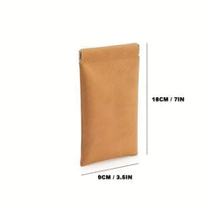 Solid Glasses Bag Automatic Closure PU Leather Sunglasses Pouch
