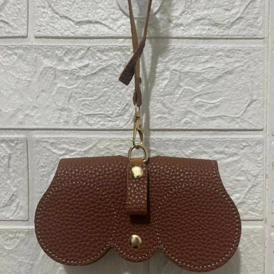 Litchi Embossed Glasses Cover Hanging PU Leather Sunglasses Storage Bag