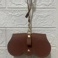 Litchi Embossed Glasses Cover Hanging PU Leather Sunglasses Storage Bag