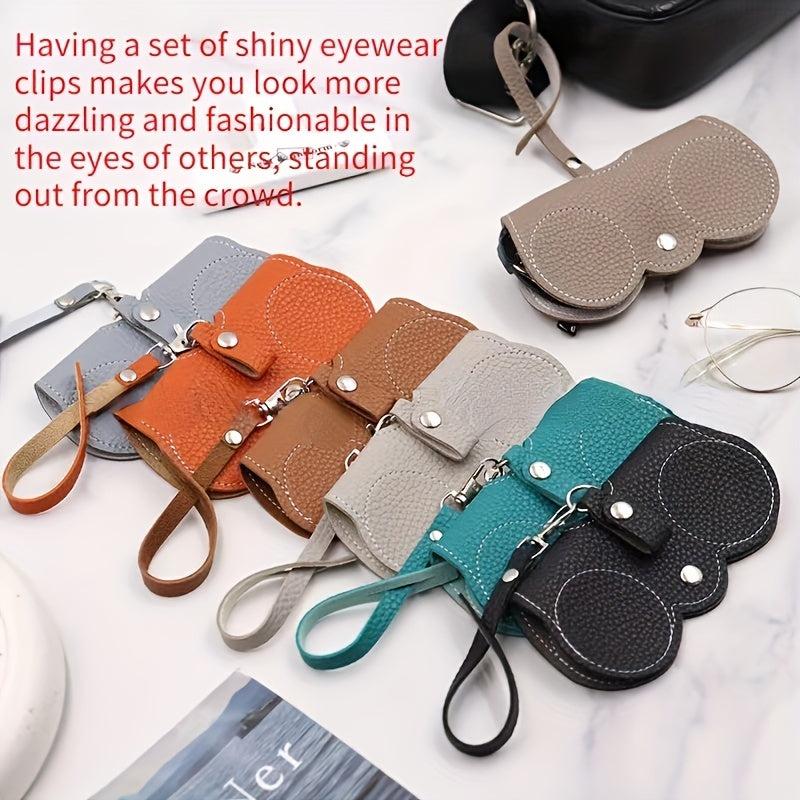 Litchi Embossed Glasses Cover Hanging PU Leather Sunglasses Storage Bag