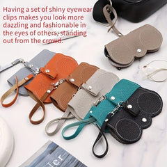 Litchi Embossed Glasses Cover Hanging PU Leather Sunglasses Storage Bag