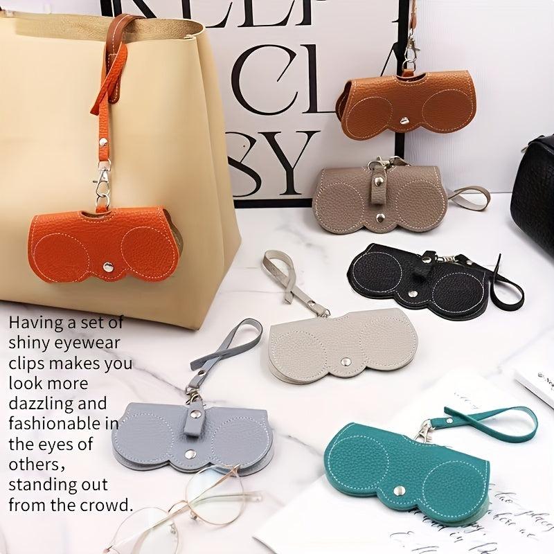 Litchi Embossed Glasses Cover Hanging PU Leather Sunglasses Storage Bag