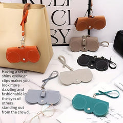 Litchi Embossed Glasses Cover Hanging PU Leather Sunglasses Storage Bag
