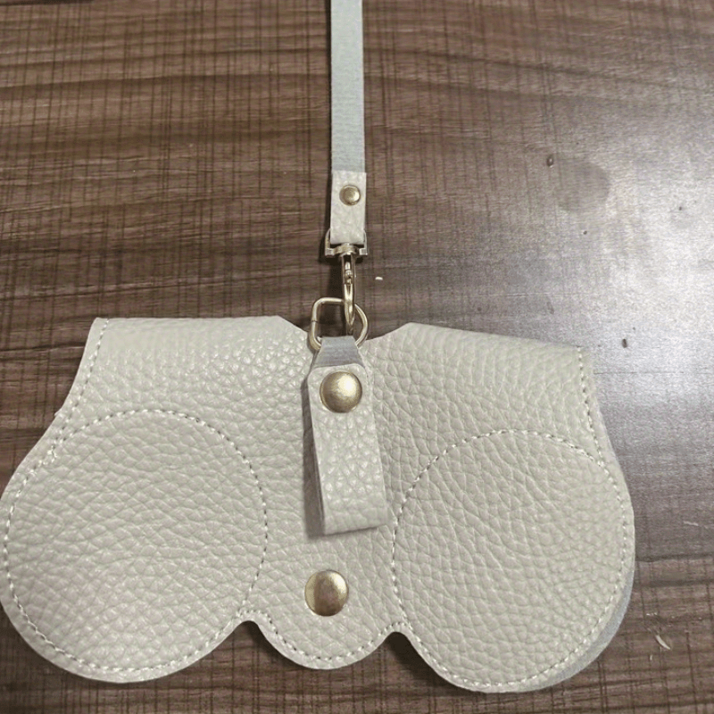 Litchi Embossed Glasses Cover Hanging PU Leather Sunglasses Storage Bag