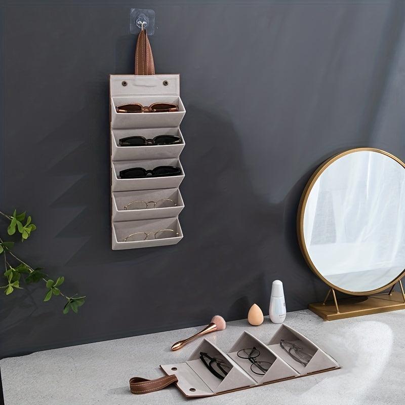 5 Slots Travel Glasses Case Foldable Storage Organizer