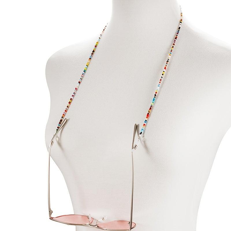 Rainbow Crystal Bead Glasses Chain Nerd Eyeglasses Chain