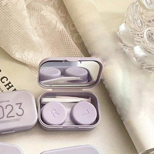 Macaroon Lens Cases Travel Lens Box With Mirror Tweezers Remover Tool