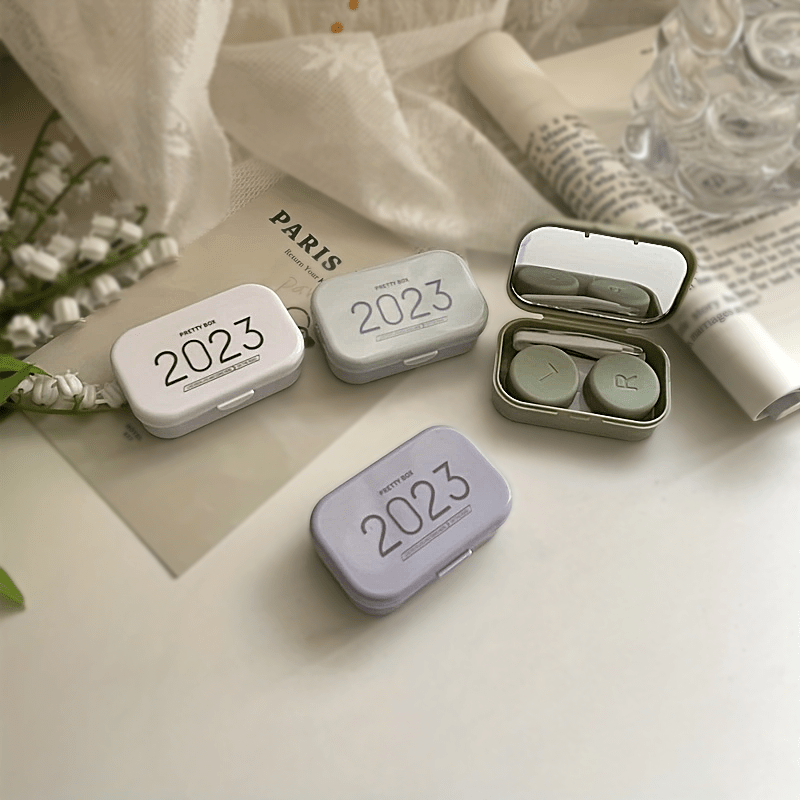 Macaroon Lens Cases Travel Lens Box With Mirror Tweezers Remover Tool