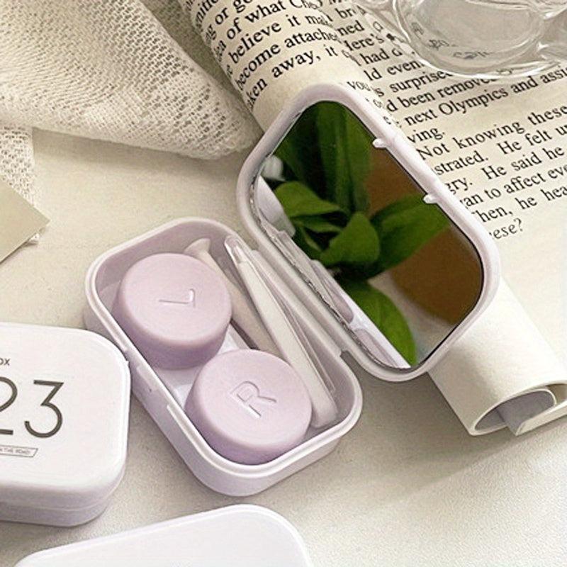 Macaroon Lens Cases Travel Lens Box With Mirror Tweezers Remover Tool