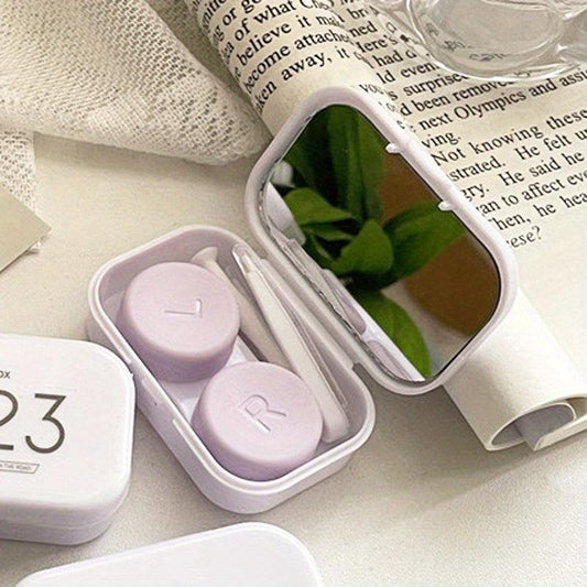 Macaroon Lens Cases Travel Lens Box With Mirror Tweezers Remover Tool
