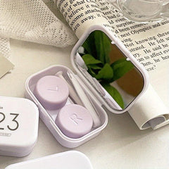 Macaroon Lens Cases Travel Lens Box With Mirror Tweezers Remover Tool