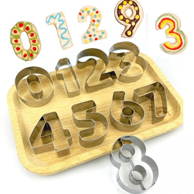 9pcs Numeral Cookie Cutters Biscuit Mold Chocolate Cake Decorating Molds