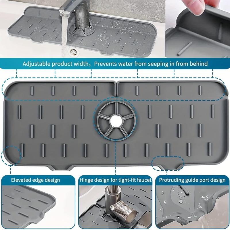Silicone Sink Splash Guard Faucet Mat - Kitchen and Bathroom
