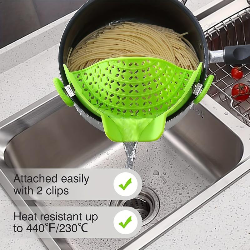 Adjustable Silicone Pot Strainer with Snap Clip for Pasta Food