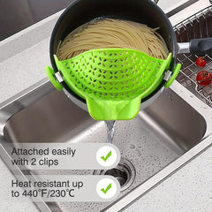 Adjustable Silicone Pot Strainer with Snap Clip for Pasta Food
