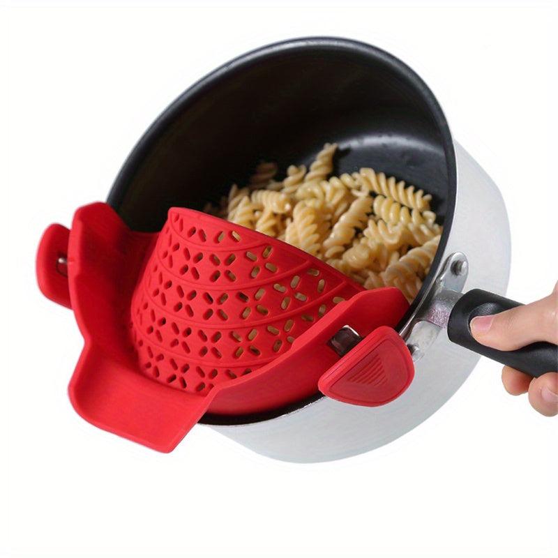 Adjustable Silicone Pot Strainer with Snap Clip for Pasta Food