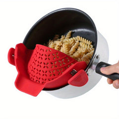 Adjustable Silicone Pot Strainer with Snap Clip for Pasta Food