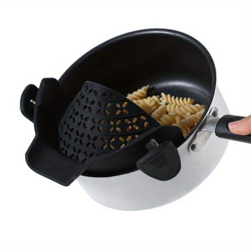 Adjustable Silicone Pot Strainer with Snap Clip for Pasta Food