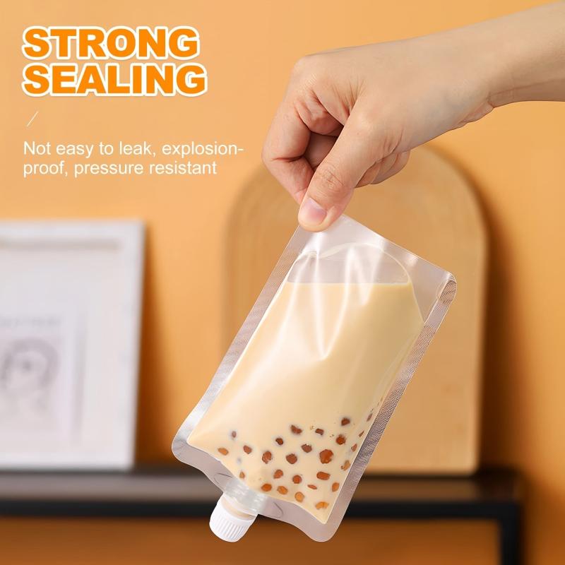 12pcs Clear 8 oz Juice Pouches with Funnel for Outdoor Travel
