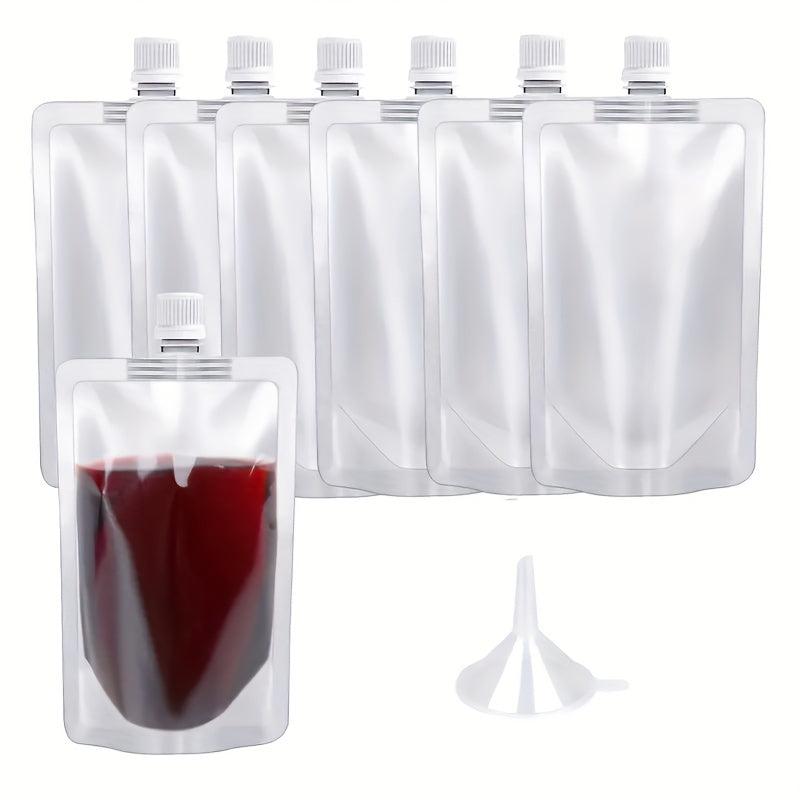 12pcs Clear 8 oz Juice Pouches with Funnel for Outdoor Travel