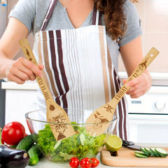 5pc Engraved Horror Spoons Bamboo Utensils for Halloween