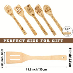 5pc Engraved Horror Spoons Bamboo Utensils for Halloween