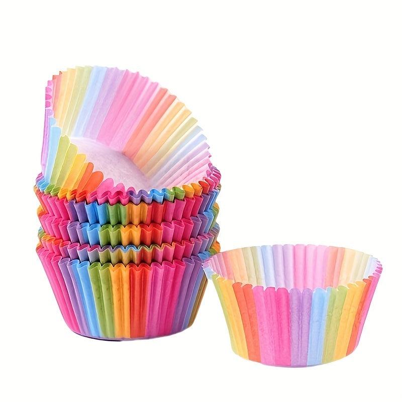 100pcs Disposable Muffin Cups Rainbow Colorful Cupcake Cups Paper Cupcake Liners