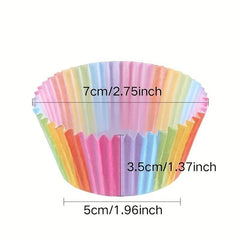 100pcs Disposable Muffin Cups Rainbow Colorful Cupcake Cups Paper Cupcake Liners