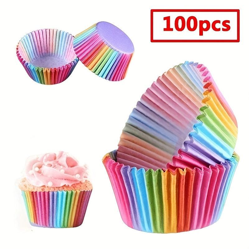 100pcs Disposable Muffin Cups Rainbow Colorful Cupcake Cups Paper Cupcake Liners