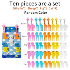 10pcs Mini Fruit Forks for Kids - Fun Cartoon Design