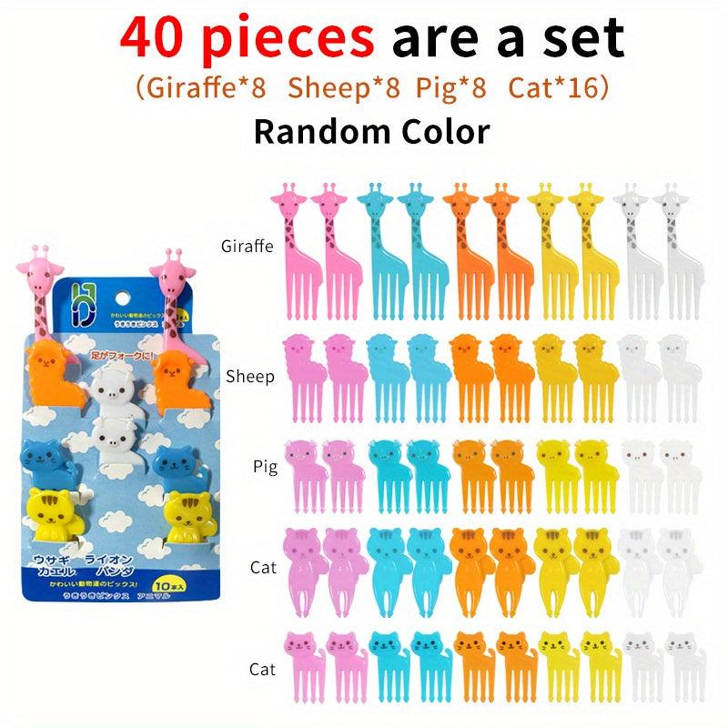 10pcs Mini Fruit Forks for Kids - Fun Cartoon Design