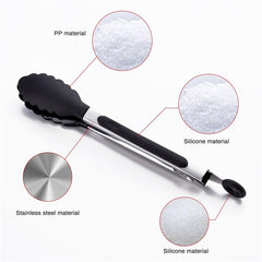 Silicone Food Tong Stainless Steel Kitchen Tongs BBQ Salad Tools