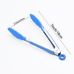Silicone Food Tong Stainless Steel Kitchen Tongs BBQ Salad Tools