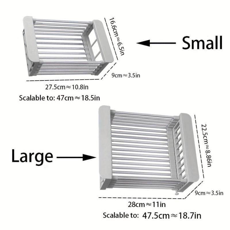 Extendable Drain Basket Dish Rack for Kitchen Sink