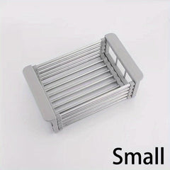 Extendable Drain Basket Dish Rack for Kitchen Sink